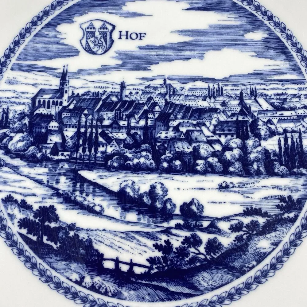 Vintage Schonwald Germany Blue Porcelain Display Plate 10.5” Ernst Huck